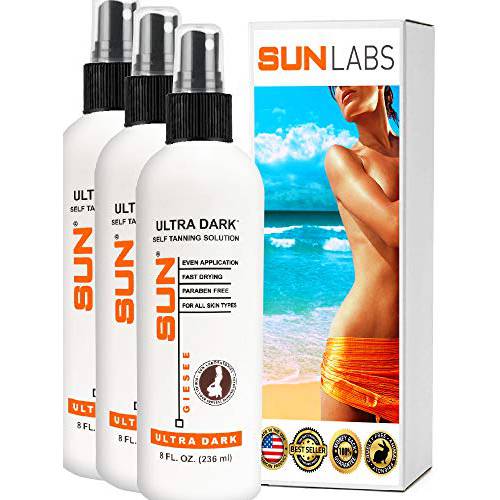 Sun Labs Self-Tanning Spray for a Golden Glow - Ultra Dark - 3-Pack 8 fl. oz. Bottles