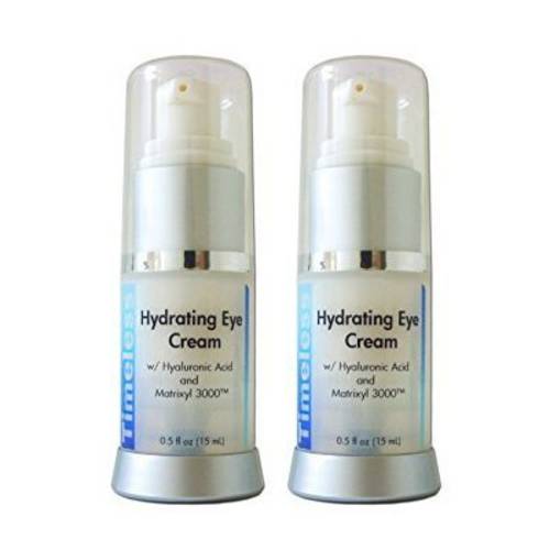 Timeless Skin Care Hydrating Eye Cream - 0.5 oz, Pack of 2 - Reduce Puffiness & Fine Lines - Includes Hyaluronic Acid for Hydration + Matrixyl 3000 to Fight Wrinkles - For All Skin Types