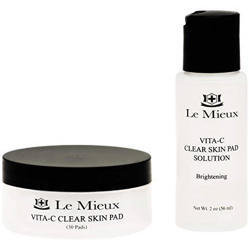 Le Mieux Vita-C Clear Skin Pad - Triple-Action Facial Exfoliant Pads with Glycolic Acid Pads & Antioxidant Vitamin C (2 oz / 30 Pads)