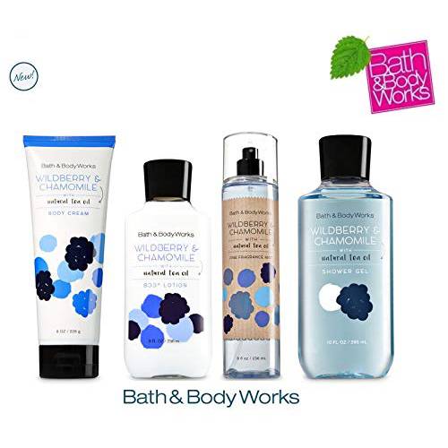 Bath and Body Works WILDBERRY & CHAMOMILE Gift Set - Body Lotion - Body Cream - Fragrance Mist & Shower Gel -Full size