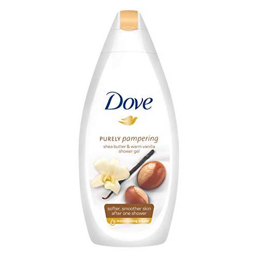 Dove Purely Pampering Body Wash, Shea Butter with Warm, White, Vanilla, 16.9 Oz (Pack of 4)