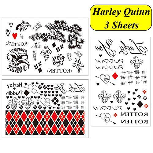 3 Sheets Temporary Tattoos Tattoo Sticker Perfect for Halloween,Cosplay, Costumes and Party Accessories