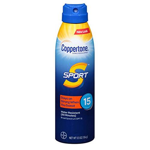 Coppertone Continuous Spf15 Spray Sport 5.5 Ounce Water-Resistant (162ml) (3 Pack)