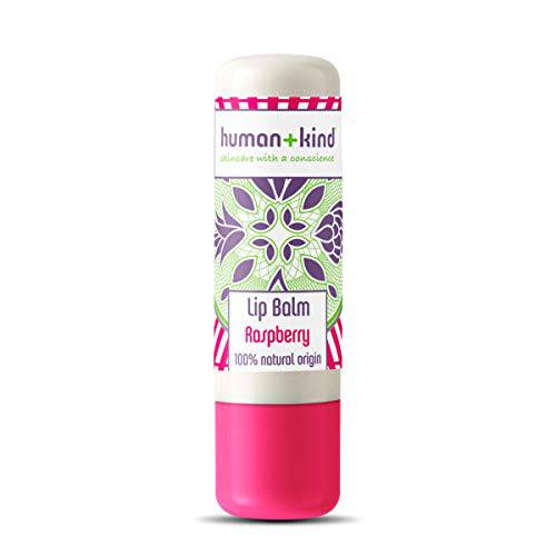 Human+Kind Lip Balm - 100% Natural Formula - Contains Vitamin E - Keeps Lips Soft And Smooth - Repairs And Moisturizes Chapped Lips - Long Lasting - Perfect For Sensitive Lips - Raspberry - 0.17 Oz.