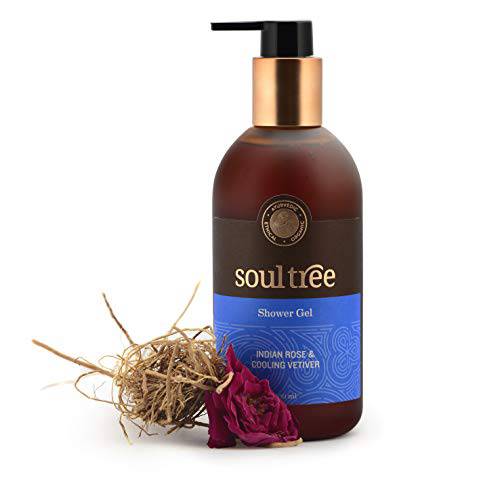SOULTREE Indian Rose & Cooling Vetiver Shower Gel | Natural and Vegetarian Shower Gel For Women & Men | With Aloe vera Hydrates and Soothes Skin leaving it Soft & Supple (250 ml)