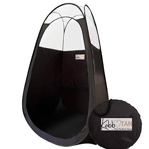 KobbTan Large Deluxe Spray Tanning Pop Up Tent in 1/3 Clear Black Portable Mobile Tan Booth With Carry Case