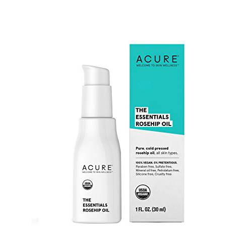 ACURE The Essentials Rosehip Oil | 100% Vegan | Versatile - For Any Skin & Hair Care Regimen | Pure, Cold Pressed & Rich in Essential Fatty Acids | For All Skin Types | 1 Fl Oz