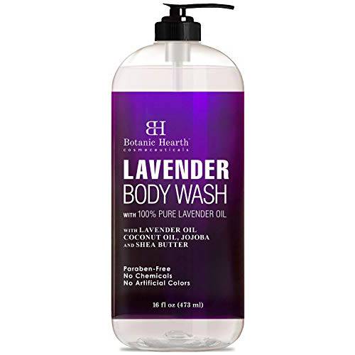 Botanic Hearth Lavender Body Wash with Peppermint Oil - for Women & Men and Shower Gel - Fights Acne, Soothes Eczema and Dry Irritated Skin, Sulfate and Paraben Free - 16 fl oz