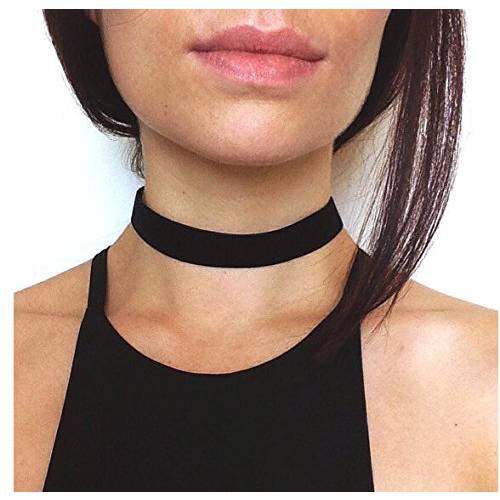 Doubnine Thick Black Choker Velvet Plain Collar Wide Necklace Gothic Jewelry Gift (0.8) (0.8)