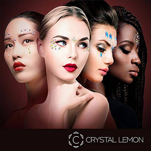 Set of 4, Face Jewels, Rhinestone Rave Festival Face Jewels, Face Gems Festival, Crystals Face Stickers, Eyes Face Body Temporary Tattoos by Crystal Lemon