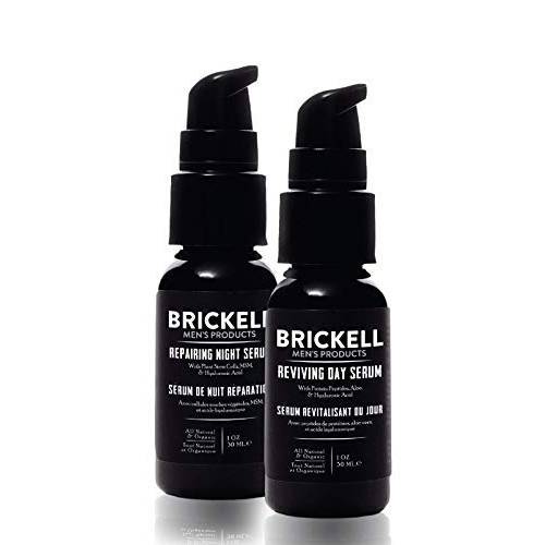 Brickell Men’s Day and Night Serum Routine, All Natural and Organic, Unscented