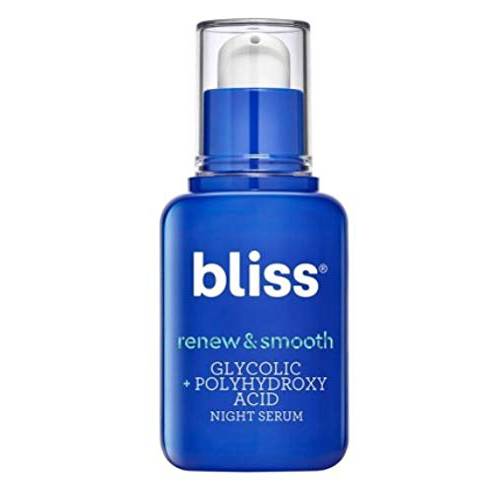 Bliss Renew & Smooth Night Serum, Resurfacing Face Serum with Glycolic & Polyhydroxy Acid | Clean | Cruelty-Free | Paraben Free | Vegan | 1 oz
