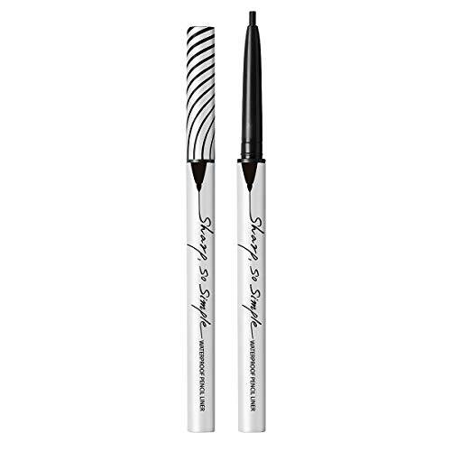 CLIO Sharp So Simple Waterproof Pencil Eye Liner | Micro Precision Tip (2mm), Twist Up, Self-Sharpening, Long Lasting, Smudge-Resistant, High-Intensity Color, Ultra-Smooth | Black (01)