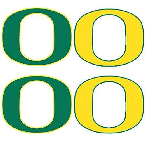 University of Oregon (UO) Ducks – Waterless Peel & Stick Temporary Tattoos – 4-Piece Combo – 2 Green O Logo & 2 Yellow O Logo Spirit Tattoos
