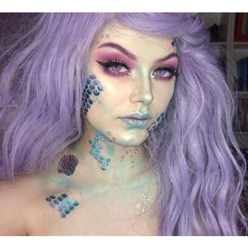 Halloween Realistic Temporary Costume Make Up Face Metallic Tattoo Kit Men or Women - (Mermaid) - 2 Kits