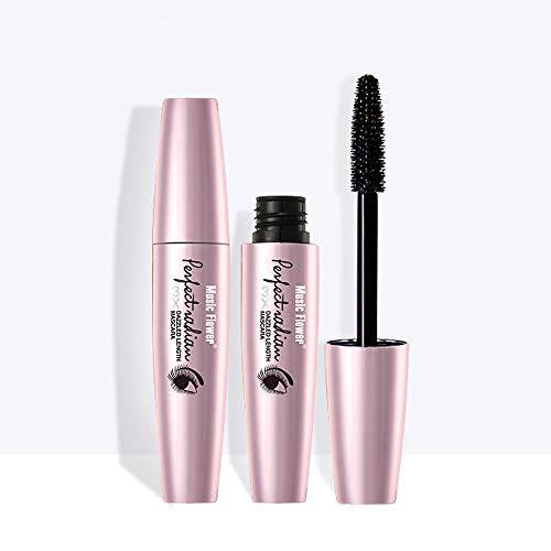 Music Flower Mascara Black Volume and Length, Waterproof Telescopic Mascara with Silicone Brush Head, Smudge Proof, Clump Free, Long Lasting Voluminous Lengthening Thickness Mascara, 0.4 Oz