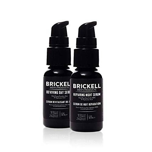 Brickell Men’s Day and Night Serum Routine, All Natural and Organic, Scented