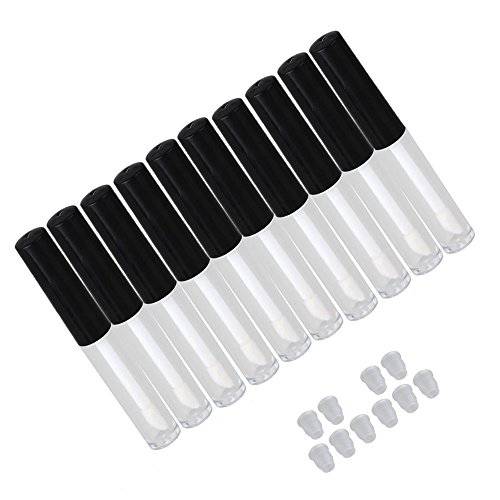 1.3ml Empty Lip Gloss Tube Lip Gloss Wand Bottles Containers Pack of 10 (Black Cap )