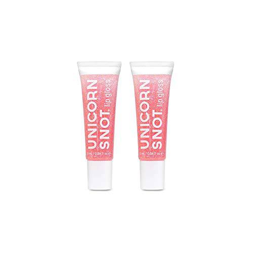 UNICORN SNOT Holographic Glitter Lip Gloss Set - Cosmetic Grade - Christmas Gifts Ideas, Stocking Stuffers, Glitter Makeup for Holiday Face Paint - Vegan & Cruelty Free - 0.34oz (Gold 2-Pack)