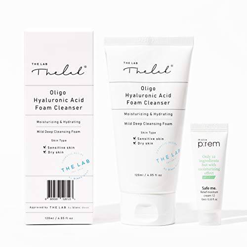Blanc Doux Oligo Hyaluronic Acid Facial Daily Gentle Deep Foam Cleanser 4.05 Oz Sub-Acidic pH Soft Finish Hydrating Plant-Based Calming Face Wash Acne-Prone Dry Sensitive Skin VEGAN Korean Skincare
