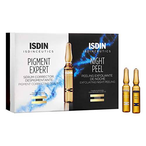 ISDIN Day & Night Brightening Routine Serum, Exfoliate and Correct, Sealed in Glass Ampoules for Maximum Efficacy, 20 ampoules