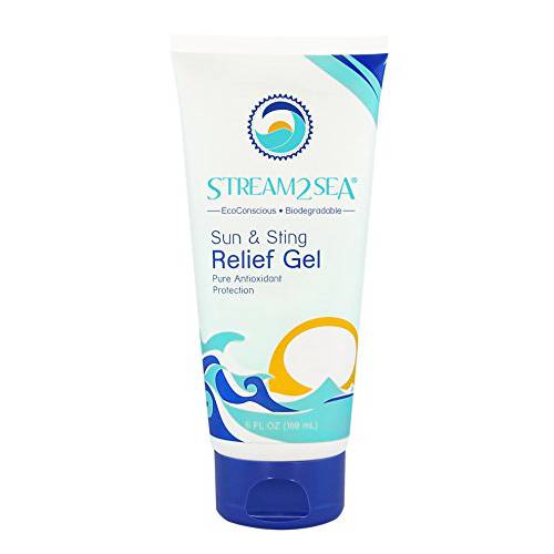 After Sun & Sting Relief Aloe Vera Soothing Gel For Senstive Skin | 6 Fl oz Cooling Gel For Sting, Bug Bites & Sunburn Relief With Aloe Vera and Green Tea by Stream2Sea
