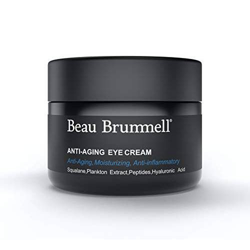 Beau Brummell For Men Anti-aging Eye Cream | Moisturizing Lotion Works on Wrinkles, Fine Lines, Dark Circles, Puffiness, Bags | Powered With Hyaluronic Acid, Squalane, Caffeine | Fragrance-Free 1.7 OZ | Made in USA