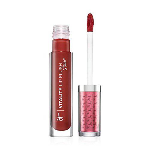 It Cosmetics Vitality Lip Flush Stain Hydrating Serum Gloss Stain, Wine Berry Flush, 0.11 oz / 3.40 ml