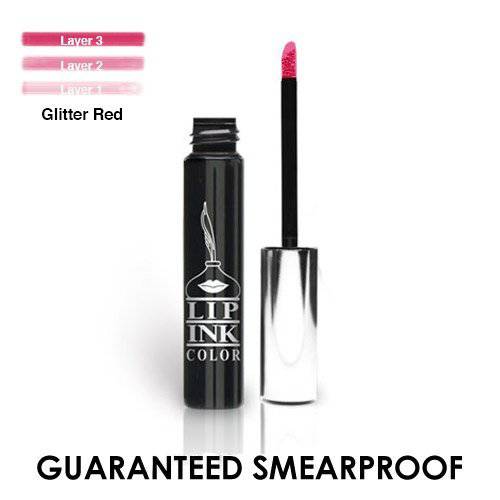 LIP INK Organic Vegan 100% Smearproof Liquid Lipstick - Glitter Red
