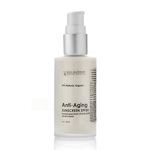 RD Alchemy - 99% Natural, Organic Anti-Aging Protecting Moisturizer. Non Nano Zinc Oxide & Titanium Dioxide - Lightweight Non Greasy SPF for Face - Reduce Effects of Aging with a Sunscreen for Acne & Oily Skin.