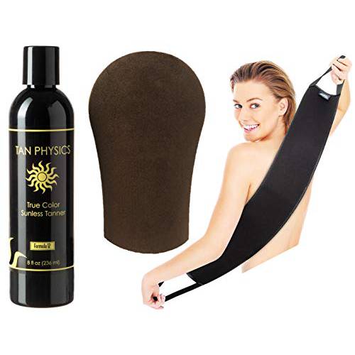 Tan Physics True Color Tanner 8 oz w/Tanning Mitt and Back Applicator by Sans-Sun