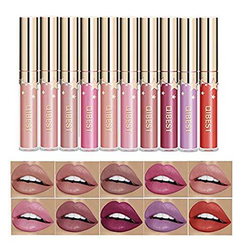 Glitter Shimmer Liquid Lipstick Set 12 Colors Shinning and Long Lasting Waterproof Colourful Lip Gloss Set (12 PCS )