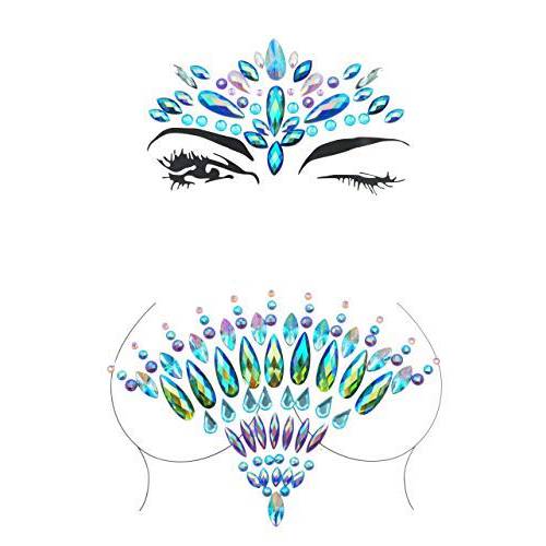 gold face jewels stick on glitter eyeshadow face gems makeup rave accessories Rhinestones self adhesive face tattoo body gems Festival headpiece Eyes face glitter fashion jewelry (Yellow set/SV15)