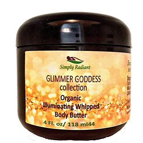 GLIMMER GODDESS Organic Whipped Body Butter - Subtle Level 1 Gold Shimmer, 4.0 oz
