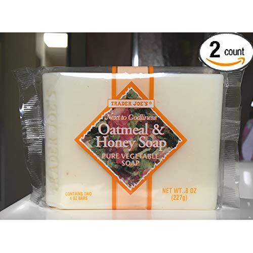 Trader Joe’s - Oatmeal & Honey Soap Pure Vegetable Soap NET WT. 8 OZ - 2 - PACK (One Pack Contains 2 Bars. 4 Bars Total)