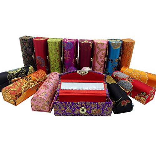 Comicfs Lipstick Case 3pcs /Set Lipstick Case with Mirror, satin Silky Fabric with Gorgeous Design, Random Assorted Colors, Jewelry Box