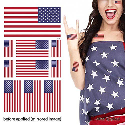 Supperb American Flag Temporary Tattoo Kit, USA Flag Temporary Tattoos 4th of July (16 flags)
