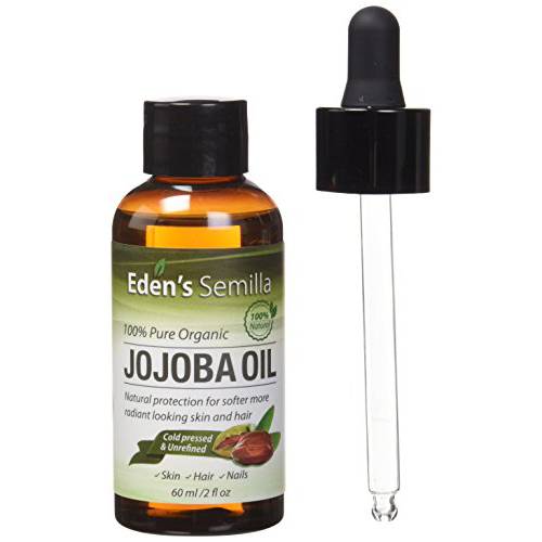 Eden’s Semilla Jojoba Oil 4 OZ – Certified ORGANIC 100% Pure – Best Oil Moisturizer for Radiant Looking Skin, Silky Smooth Hair and Strong Nails – Ideal For Sensitive Skin