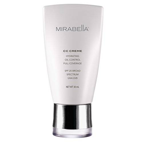Mirabella CC Cream, Medium - Hydrating Soothing Full Coverage CC Cream with Sun Defense & Oil Control, SPF 20 - Moisturizing, Antioxidants and Anti-Inflammatory Ingredients for All Skin Types