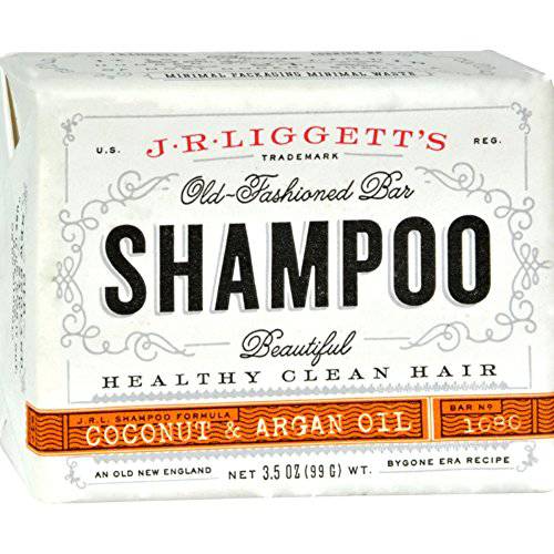 J·R·LIGGETT’S All-Natural Shampoo Bar, Virgin Coconut and Argan Oil - Support Strong and Healthy Hair - Nourish Follicles with Antioxidants and Vitamins-Detergent and Sulfate-Free, One 3.5 Ounce