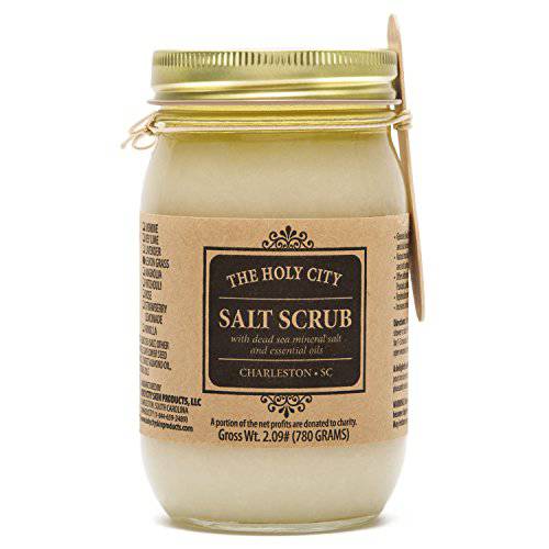 Exfoliating Body Scrub - Pure Dead Sea Salt Scrub for Hands and Body, 16 fl oz Hydrating Moisturizing Skin Care for Body Acne, Eczema, Wrinkles (Honey Almond)
