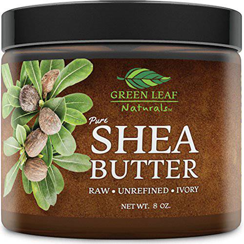 African Shea Butter Raw, Organic, Unrefined - 100% Organic Ingredients - Body Moisturizer Lotion Bar to Hydrate, Nourish & Soften Skin - Body Butter for Women & Men of All Skin Types - 8oz