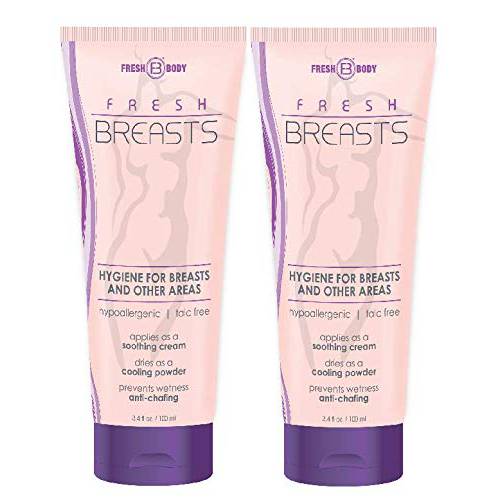 Fresh Body FB Fresh Breasts Anti-Chafing Soothing Lotion for Women, 3.4 Ounce (2 Pack)