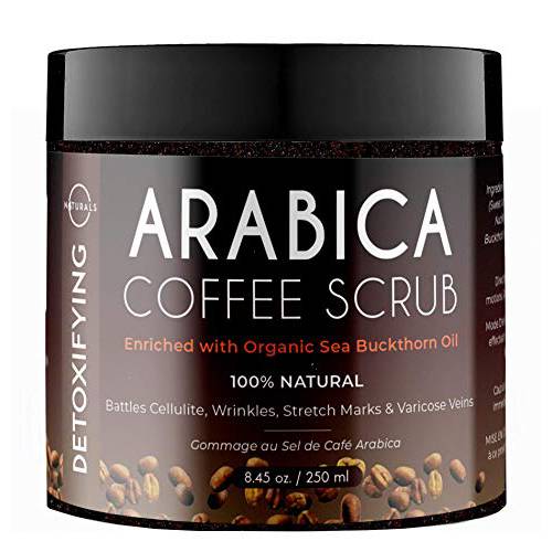 O Naturals Organic Coffee Arabica Women & Mens Body Scrub, Natural Dead Sea Salt Scrub, Moisturizing Leg, Hand Scrub & Face Scrub, Natural Body Polish, Women & Mens Body Scrub 8.45oz