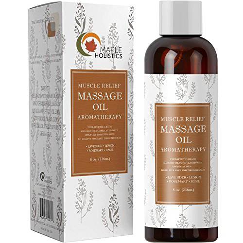Aromatic Massage Oil for Massage Therapy - Sore Muscle Oil Massage Body Oil for Dry Skin - Moisturizing Body Oil for Men and Women with Natural Aromatherapy Oils for Relaxing Joint and Muscle Massage