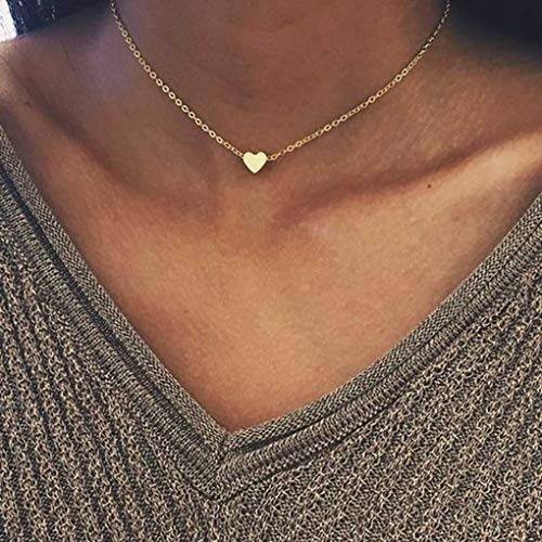 Metisee Simple Choker Heart Pendant Necklace for women and girls