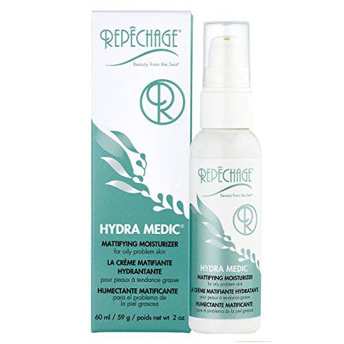 Repechage Hydra Medic Mattifying Moisturizer Oil Free Formula For Oily Problem and Acne-Prone Skin - Light, Fragrance and Grease Free Made with Natural Botanicals - Perfect Under Makeup for Men and Women, 2 oz