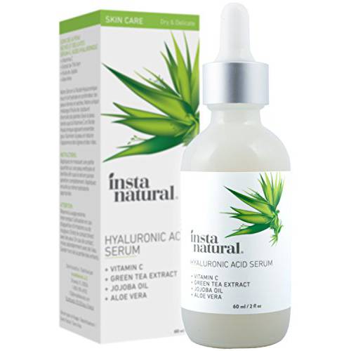 InstaNatural - Hyaluronic Acid Serum - With Vitamin C, Organic & 100% Pure Ingredients for Dry Skin, Wrinkle, Fine Line, Eye Bag Defense - Advanced Anti Aging Moisturizer for Men & Women - 2 oz