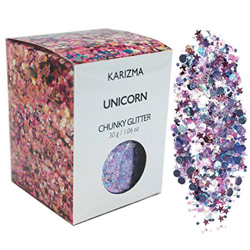 Unicorn Chunky Glitter ✮ Large 30g Jar KARIZMA Beauty ✮ Festival Glitter Cosmetic Face Body Hair Nails