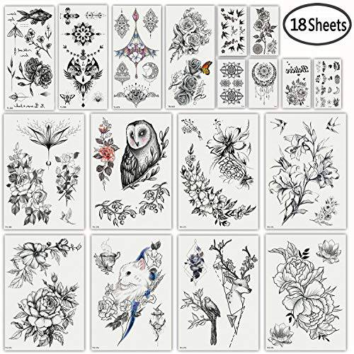 DaLin Sexy Floral Temporary Tattoos Fake Tattoos for Women Men Flowers Collection (Animal Flowers Collection 1)